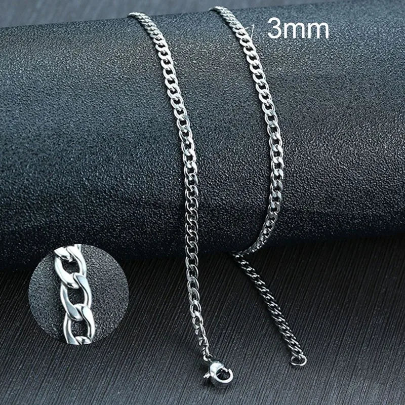 Vnox Men's Cuban Link Chain Necklace Stainless Steel Black Gold Color Male Choker colar Jewelry Gifts for Him