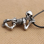 Skull Pendant Necklace — Vintage Gothic Rope Chain
