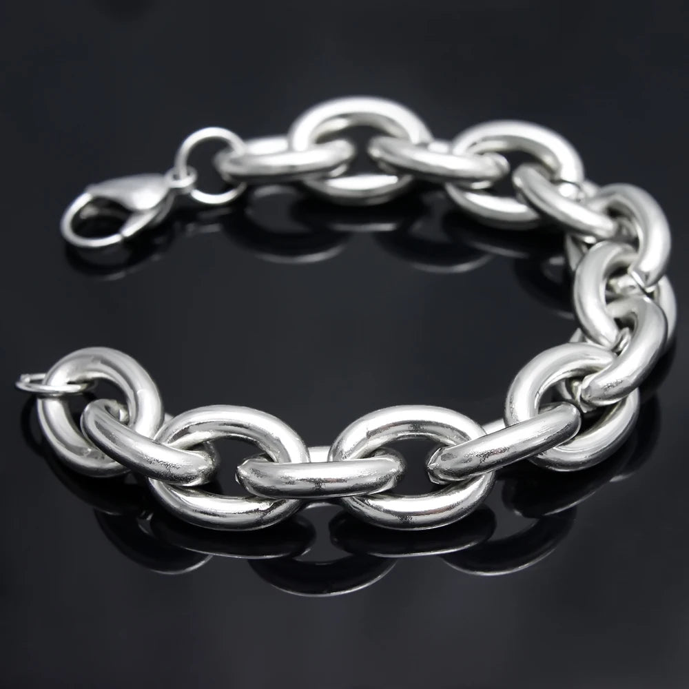 Silver Chain Bracelet 15mm — Silver