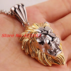 Lion Head Pendant — Two-Tone Stainless