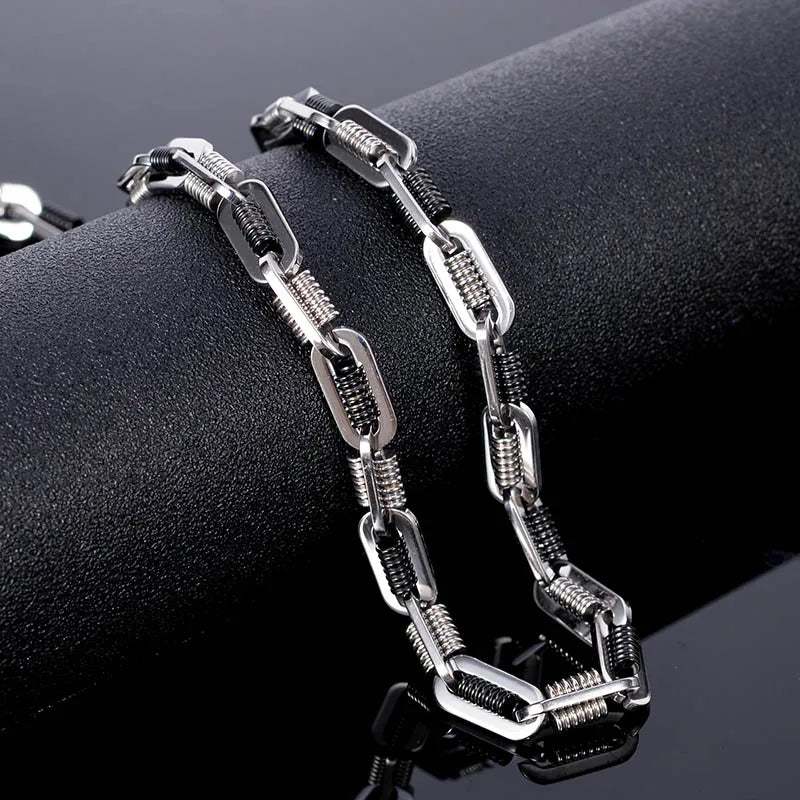 Black Choker Necklace Men Never Fade Gold Color 316L Stainless Steel 55CM Mens Long Chain Necklace Best Friends Boys