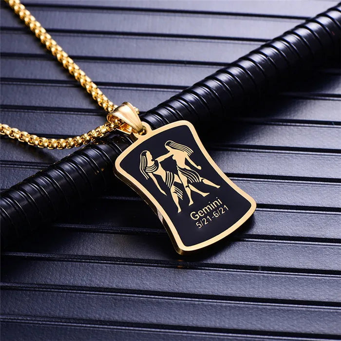 Scorpio 12 Constellations Necklace Birthday Gifts Gold Color Stainless Steel Amulet Pendant Zodiac Sign Jewelry Collier