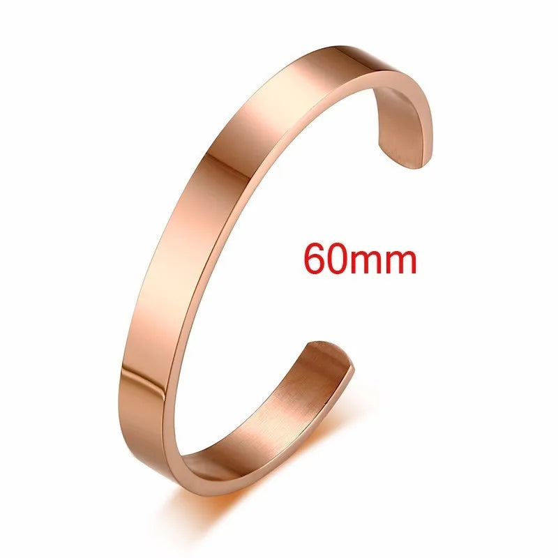 Gold Flat Cuff Bangle Bracelet 8mm