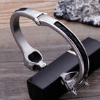 Wolf Skull Head Open Bangles for Men Stainless Steel Mens Bracelets Jewellery Friendship Leather Cuff Bracelets For Man