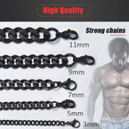 Men's Necklace Stainless Steel Cuban Link Chain Black Gold Color Necklaces For Men 18-36" Hip Hop Jewelry KNM09