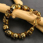 Gothic Stainless Steel Ghost Skull Heads Beads Bracelet for Men 8MM Natural Stone Men‘s Beaded Bracelets Rock Skeleton