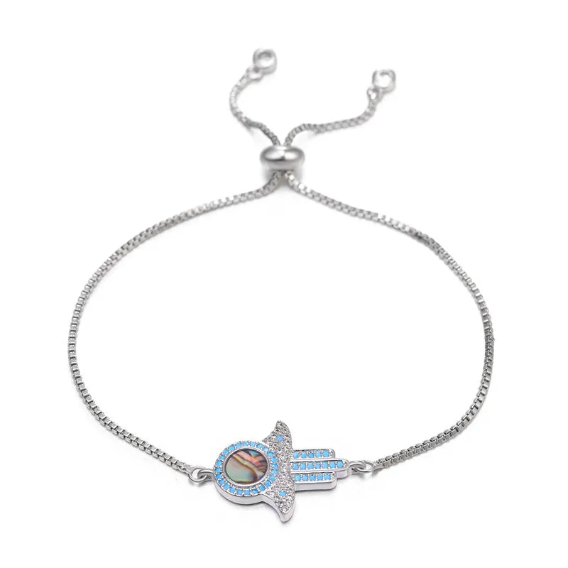 Iced Out Hamsa Copper Bracelet — Adjustable