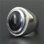 Polished Biker Band Ring — Stainless Steel