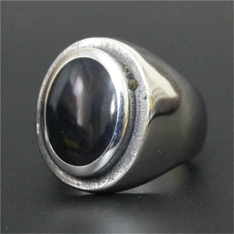 Polished Biker Band Ring — Stainless Steel