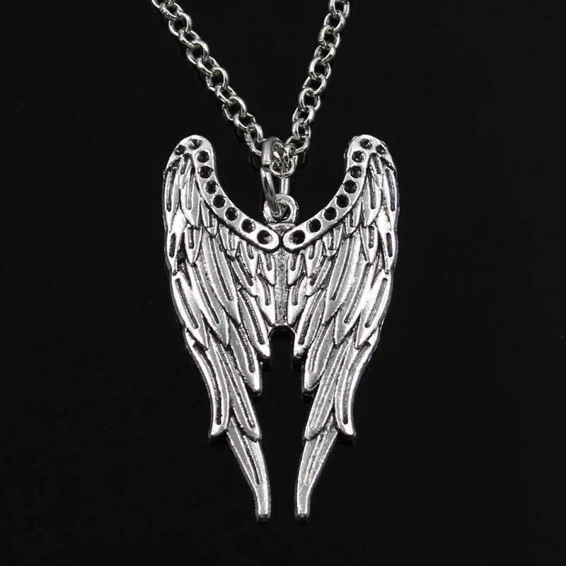 Angel Wings Pendant Necklace — Silver, 40-80cm