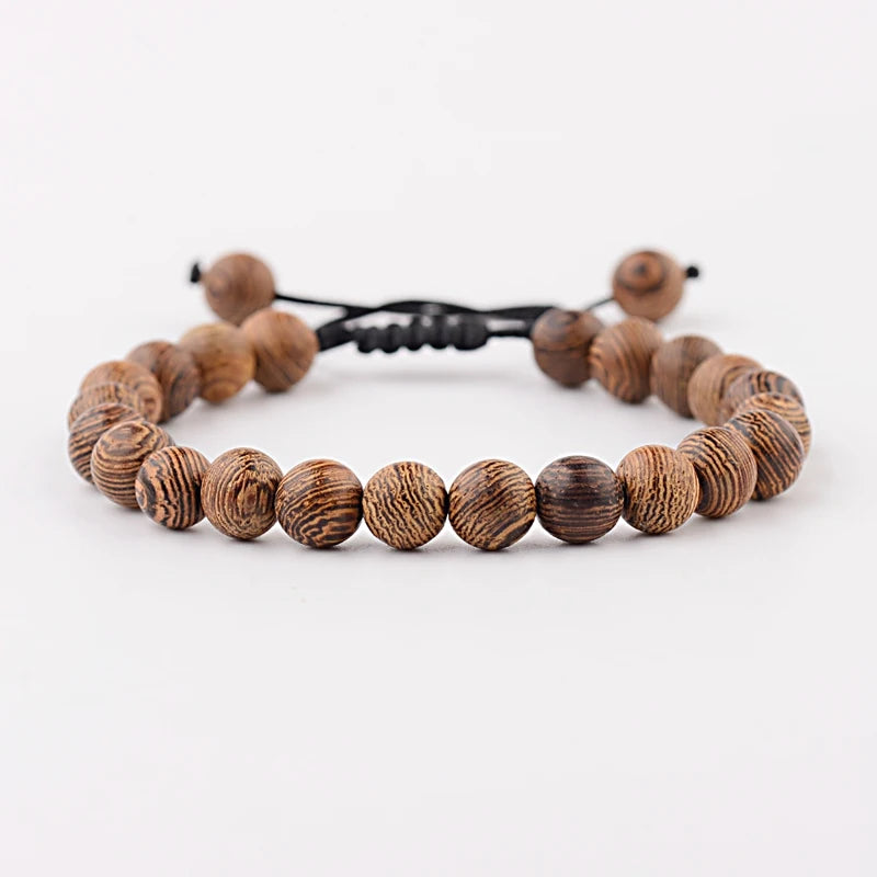Hot Men Natural Wood Beads Cross Bracelets Onyx Meditation Prayer Bead Bracelet Women Wooden Yoga Jewelry Homme