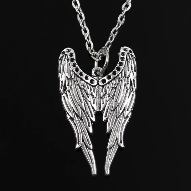 Angel Wings Pendant Necklace — Silver, 40-80cm
