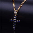 Bubble Letter Cross Necklace for Men Pendant Gold Color Copper Material Hip Hop Jewelry
