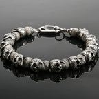 Gothic Stainless Steel Ghost Skull Heads Beads Bracelet for Men 8MM Natural Stone Men‘s Beaded Bracelets Rock Skeleton