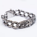 17MM Wide On Hand Cuban Link Chain Bracelet for Man Retro Stainless Steel Men's Cross Bracelets Cool Male Jewelry