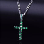 Bubble Letter Cross Necklace for Men Pendant Gold Color Copper Material Hip Hop Jewelry