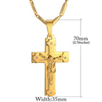 Mens Cross Pendant Necklace Large Black Bible Jesus Piece Christ Crucifix Male Christ Crucifix Stainless Steel Pendant for Men