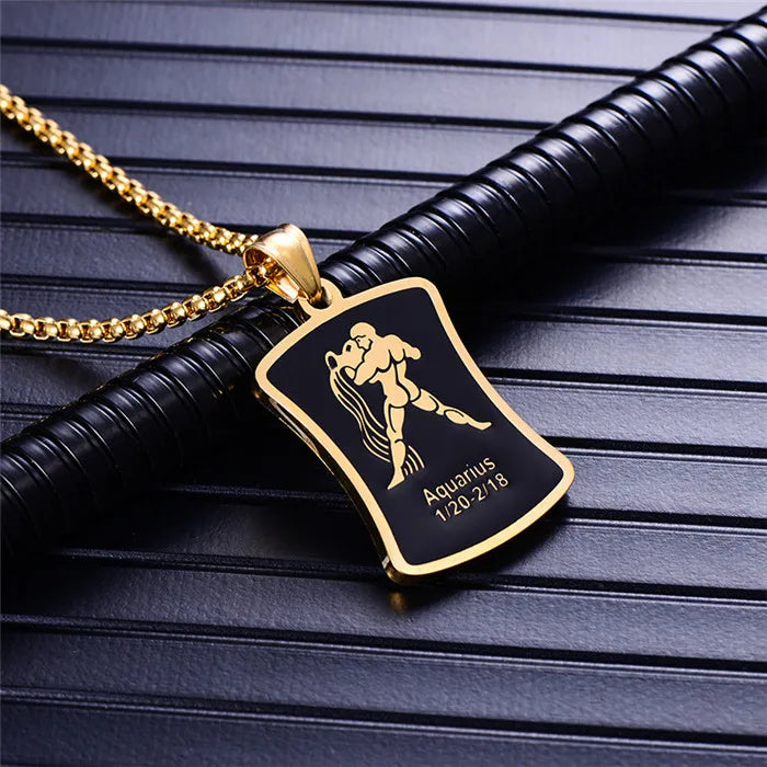 Scorpio 12 Constellations Necklace Birthday Gifts Gold Color Stainless Steel Amulet Pendant Zodiac Sign Jewelry Collier