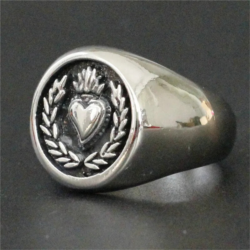 Olive Branch Love Heart Ring — Leaf Band Design