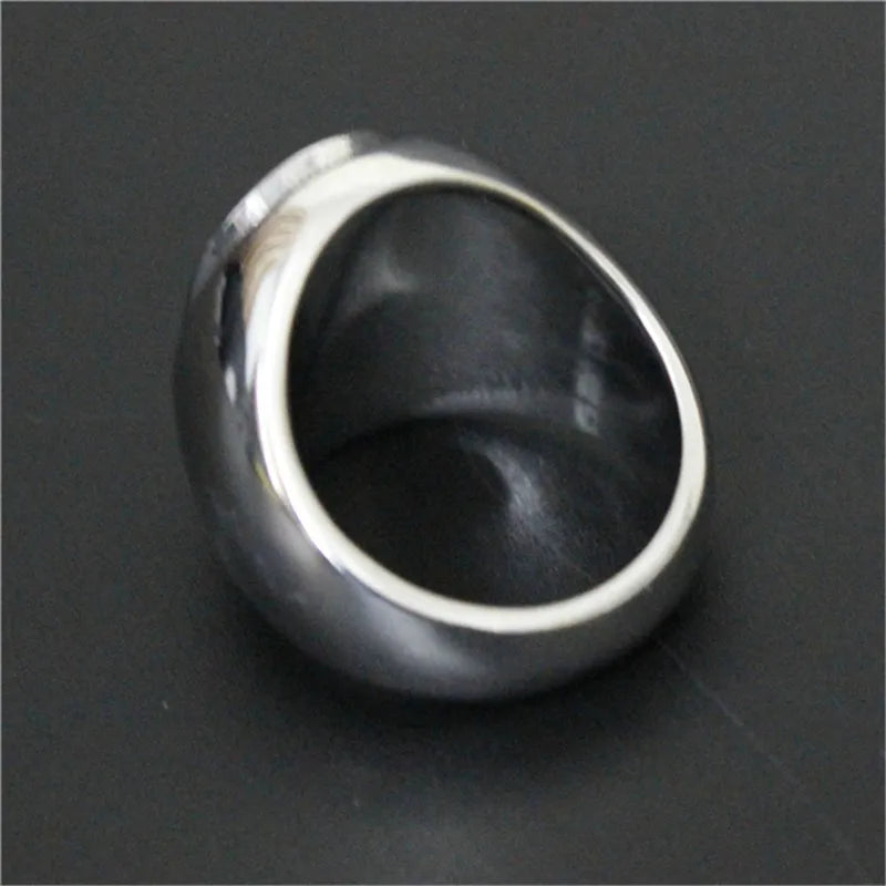 Polished Biker Band Ring — Stainless Steel