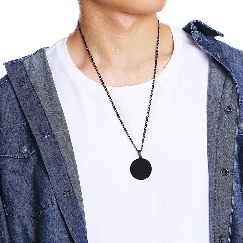 Custom Name Coin Pendant Necklace — Stainless Steel