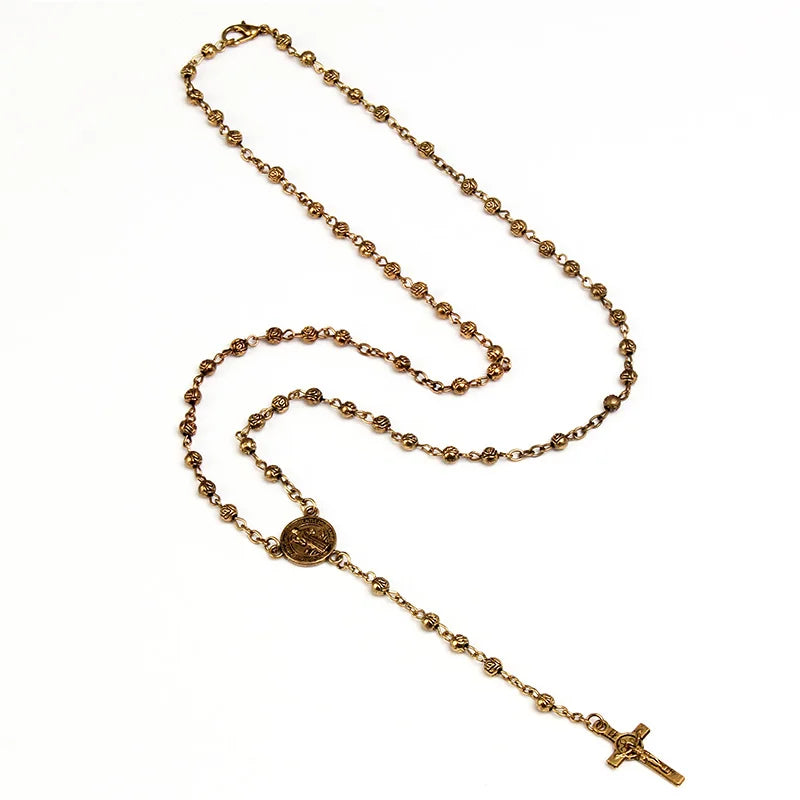 4mm Stainless Steel Necklace, Little Rosary Lady Jewelry Rosary Necklace Lady Jewelry Necklace Jesus Cross Necklace