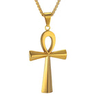 Egypt Iced Out Bling Ankh Cross Pendant Necklace For Women And Men Key of Life Stainless Steel Egyptian Jewelry