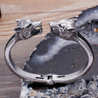 Wolf Skull Head Open Bangles for Men Stainless Steel Mens Bracelets Jewellery Friendship Leather Cuff Bracelets For Man
