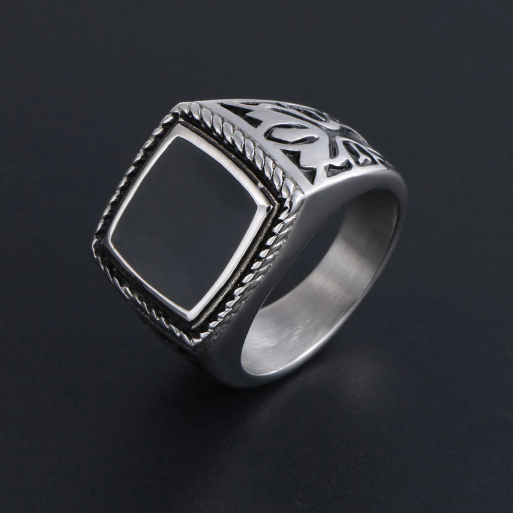 Cool Stainless Steel Men's Rings 18MM Wide Epoxy Ringen Men Fashion Classic Jewelry Accessories Gifts For Him Finger