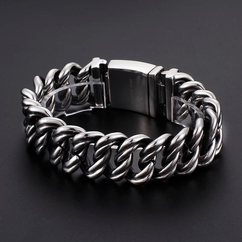 22MM Stainless Steel Chain Men‘s On Hand Chain Wrist Bracelets Biker Jewelry Bracelets For Man Mannen Armband Gift For