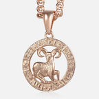 12 Zodiac Sign Constellations Pendant Necklace For Women Men 585 Rose Gold Color Necklace Birthday Gifts Drop Shipping
