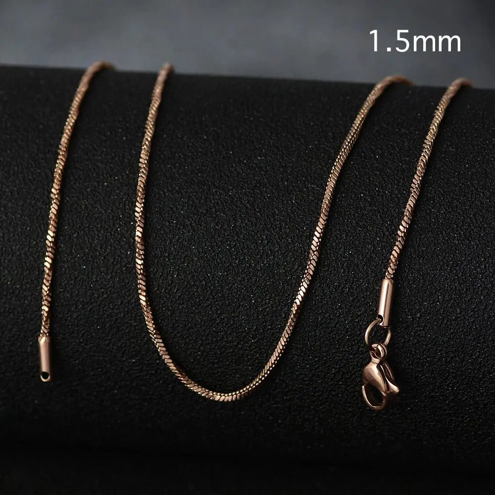 50cm New Fashion Stainless Steel Chain 1.2-3mm Silver Color Rose Gold Necklace Jewelry Vacuum Plating Accessories Chokers Collar