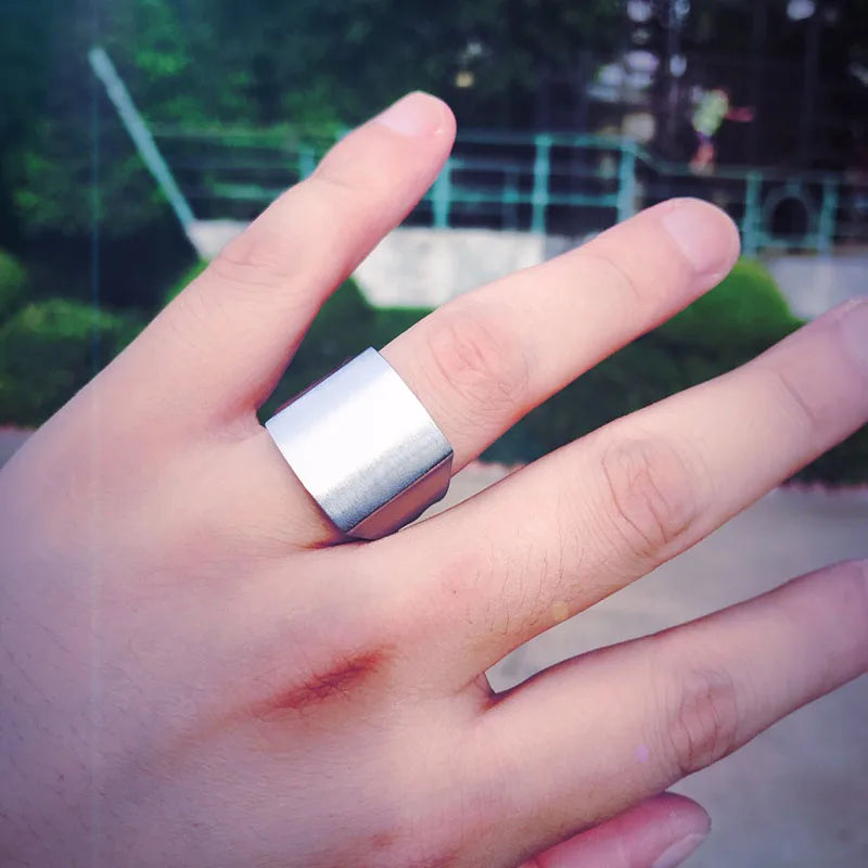 Polished Signet Band Ring — Stainless Steel