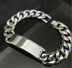 Heavy Curb Chain ID Bracelet 15mm Wide Smooth — Stainless Steel