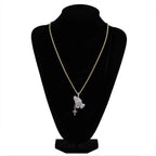 Iced Out Praying Hands Cross Pendant — Gold