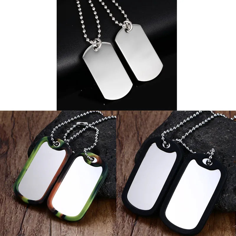 Double Dog Tag ID Pendant Necklace 24 Inch — Stainless Steel