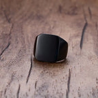 Monogram Black Signet Ring — Stainless Steel