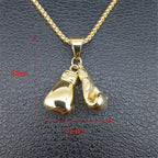 Hip Hop Pair Boxing Glove Pendants Necklaces For Men Gold Color Stainless Steel Necklace Male Hiphop Jewelry