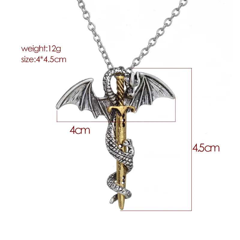 Dragon Cross Pendant Necklace — Vintage