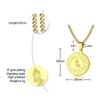 Men Stainless Steel Disc Pendant Praying Hands Bible Verse Prayer Medal Necklace Jewelry