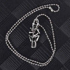 Double Skull Cross Pendant Necklace Black — Stainless Steel