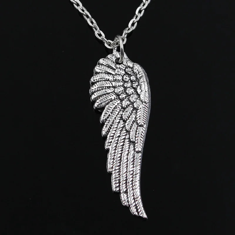 Angel Wing Pendant Necklace — Silver, 40-80cm