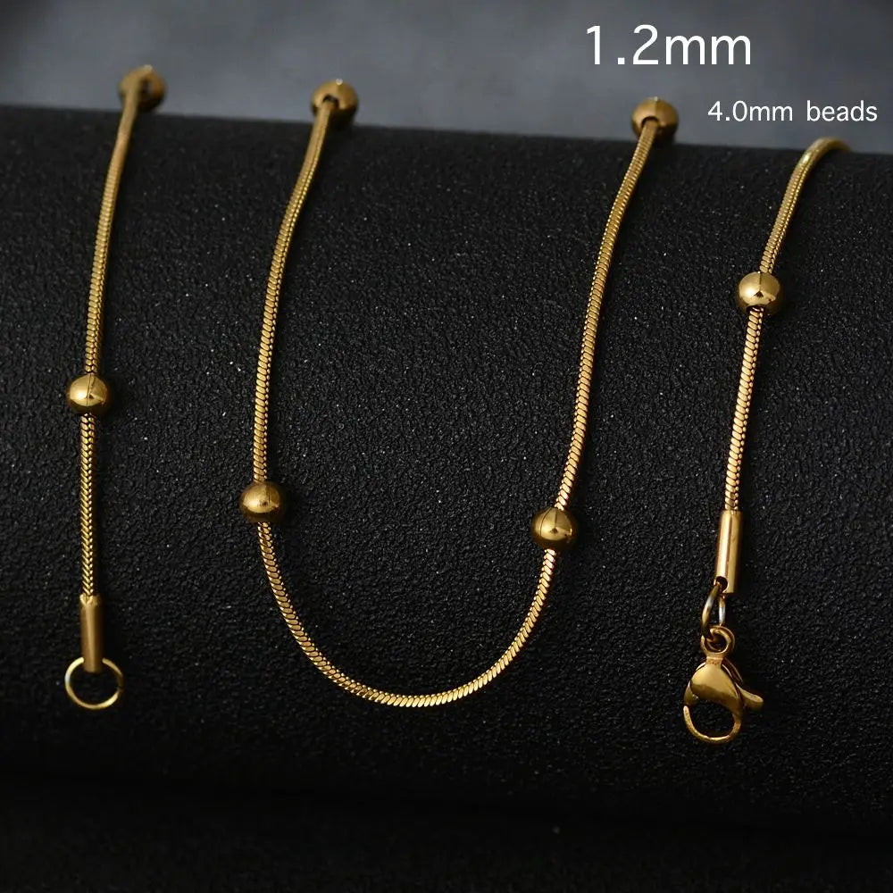 50cm New Fashion Stainless Steel Chain 1.2-3mm Silver Color Rose Gold Necklace Jewelry Vacuum Plating Accessories Chokers Collar