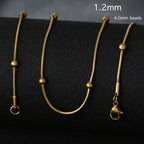 50cm New Fashion Stainless Steel Chain 1.2-3mm Silver Color Rose Gold Necklace Jewelry Vacuum Plating Accessories Chokers Collar