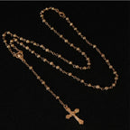 4mm Stainless Steel Necklace, Little Rosary Lady Jewelry Rosary Necklace Lady Jewelry Necklace Jesus Cross Necklace