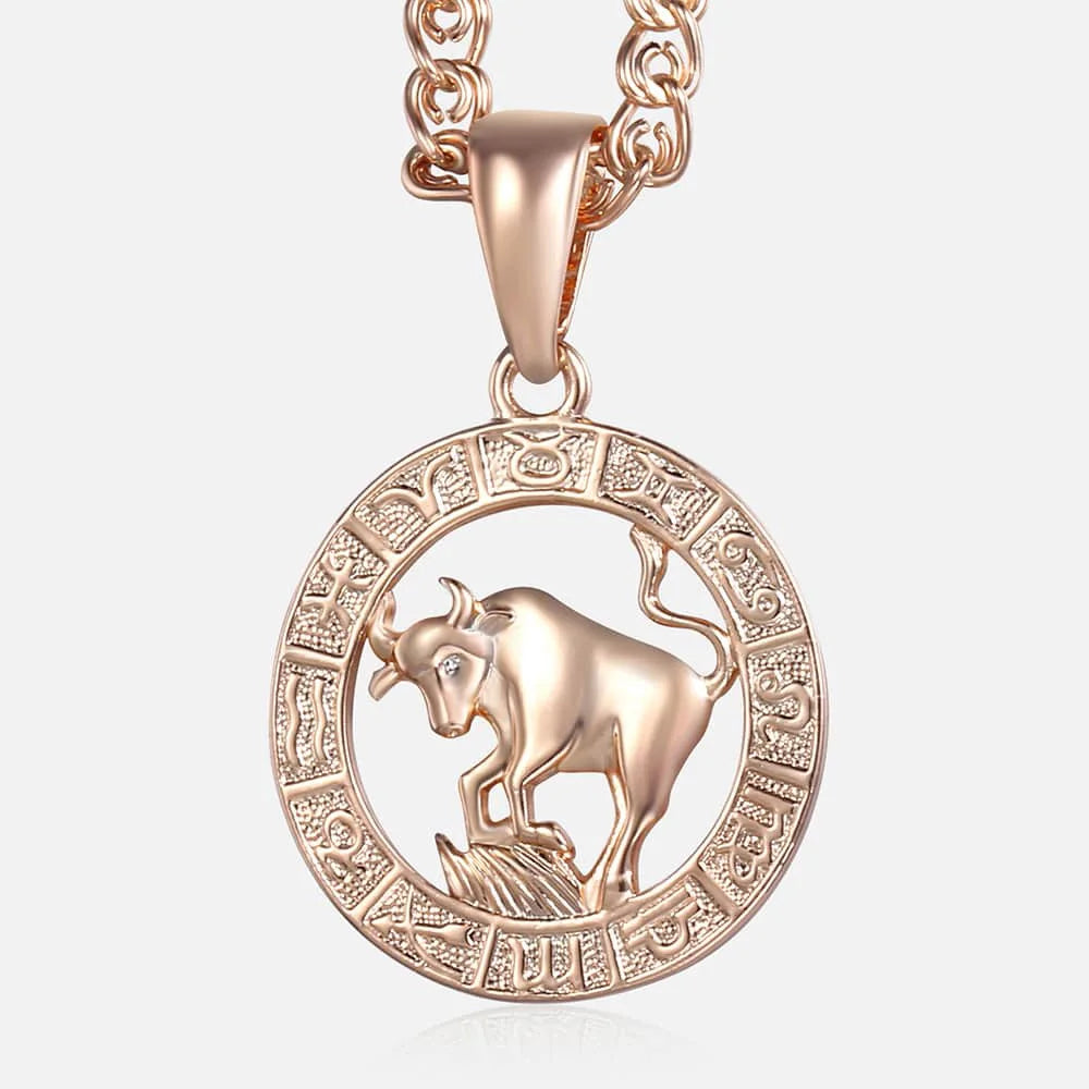 12 Zodiac Sign Constellations Pendant Necklace For Women Men 585 Rose Gold Color Necklace Birthday Gifts Drop Shipping