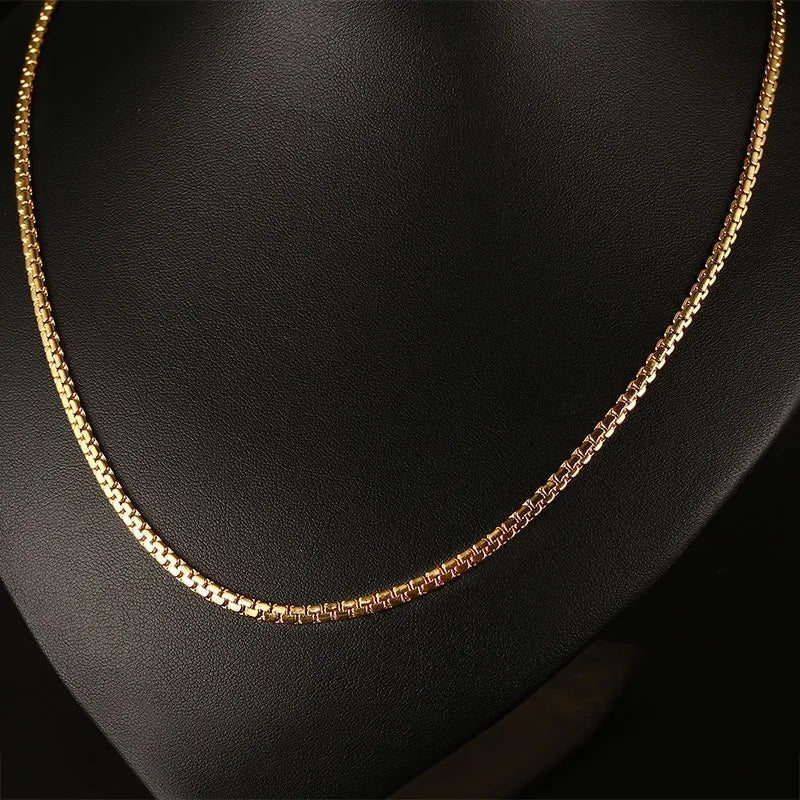 Vnox 24" Chain Necklace for Men Classic Simple Male Jewelry Stainless Steel 3mm width Punk Rocky Jewellry Gold Color