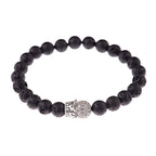 Black CZ Pave Ball Beaded Bracelet for Men — Adjustable Weave