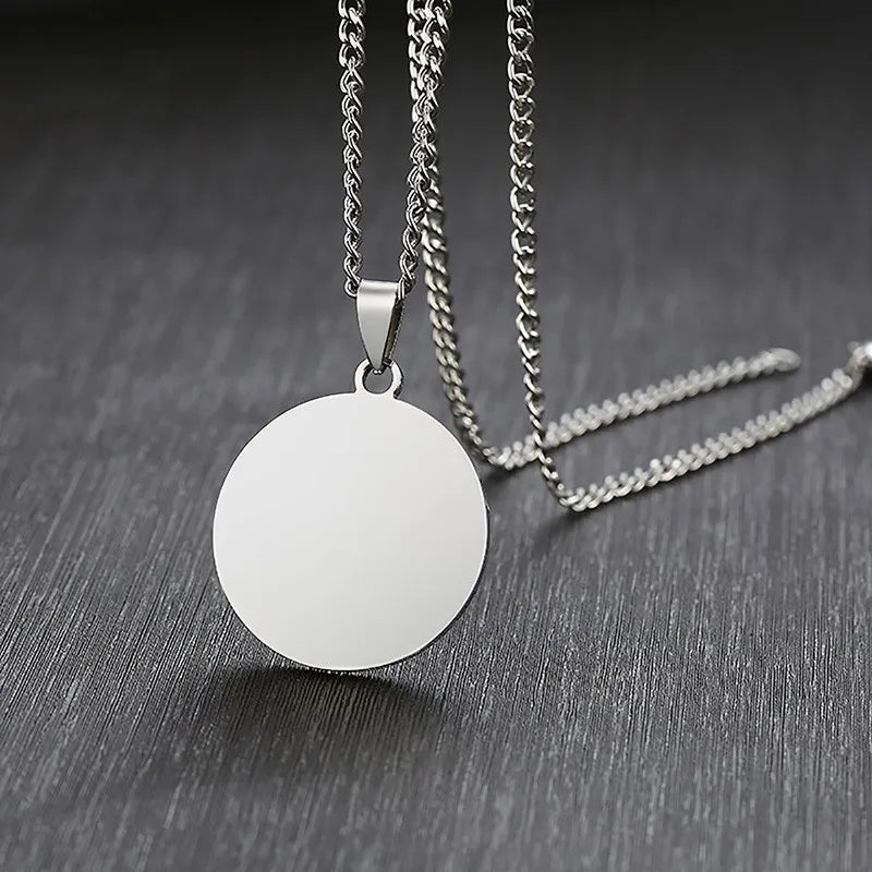 Custom Name Coin Pendant Necklace — Stainless Steel