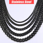Men's Necklace Stainless Steel Cuban Link Chain Black Gold Color Necklaces For Men 18-36" Hip Hop Jewelry KNM09